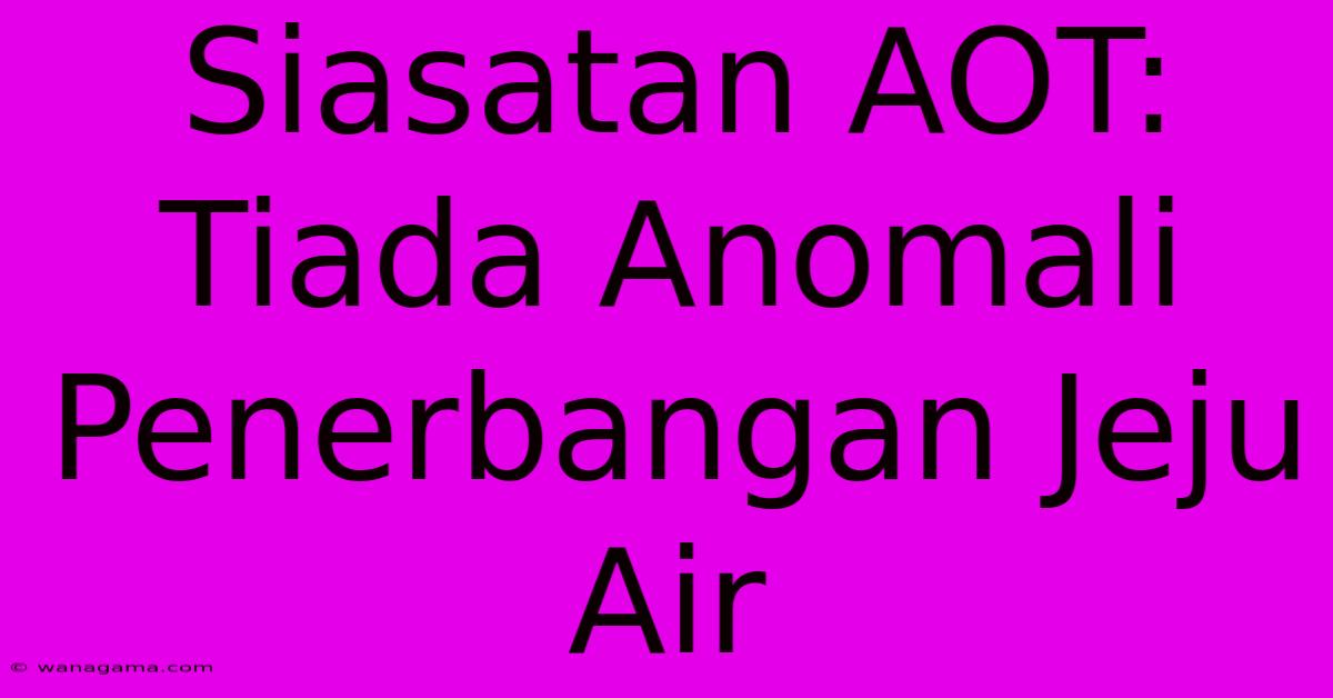 Siasatan AOT: Tiada Anomali Penerbangan Jeju Air