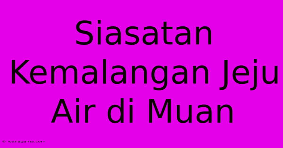 Siasatan Kemalangan Jeju Air Di Muan