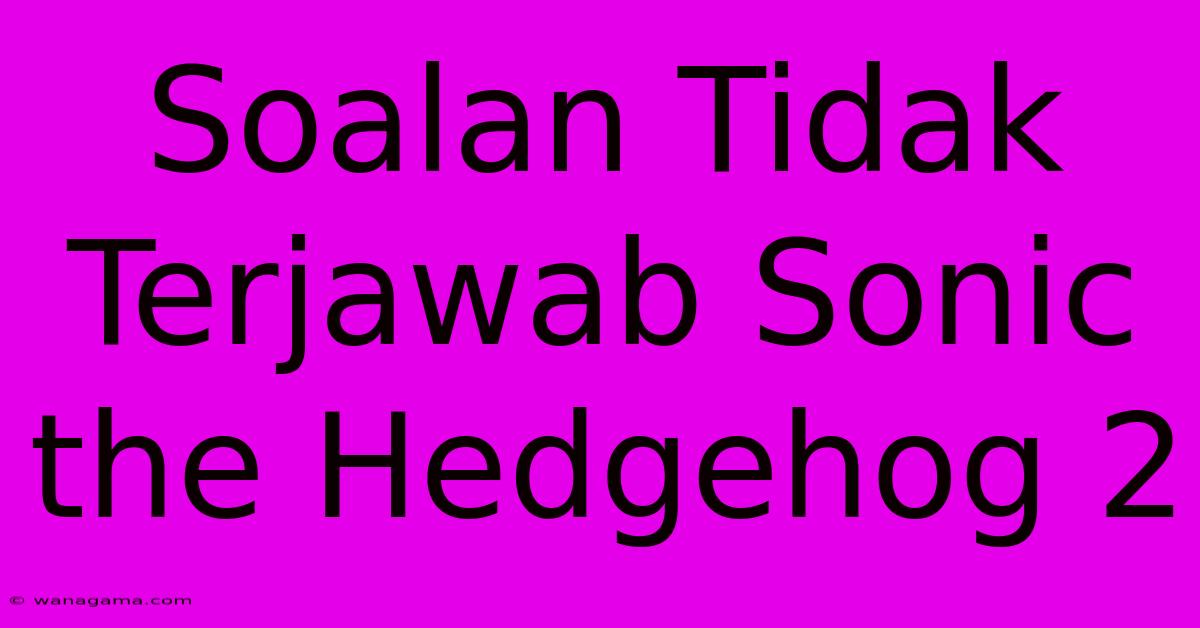 Soalan Tidak Terjawab Sonic The Hedgehog 2