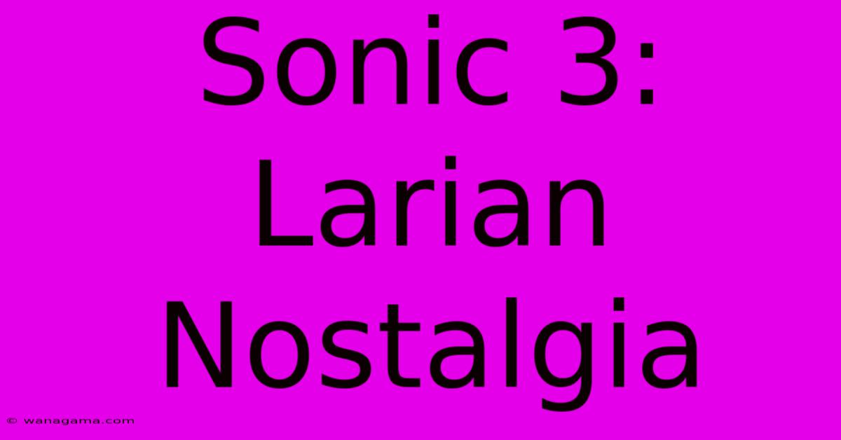 Sonic 3:  Larian Nostalgia