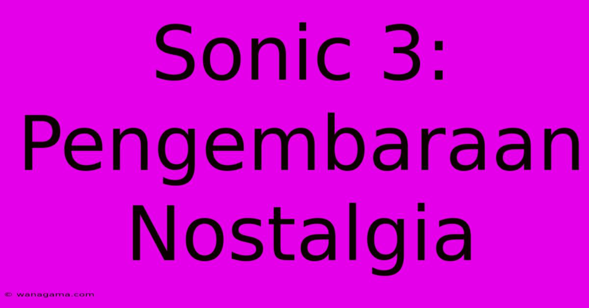 Sonic 3: Pengembaraan Nostalgia