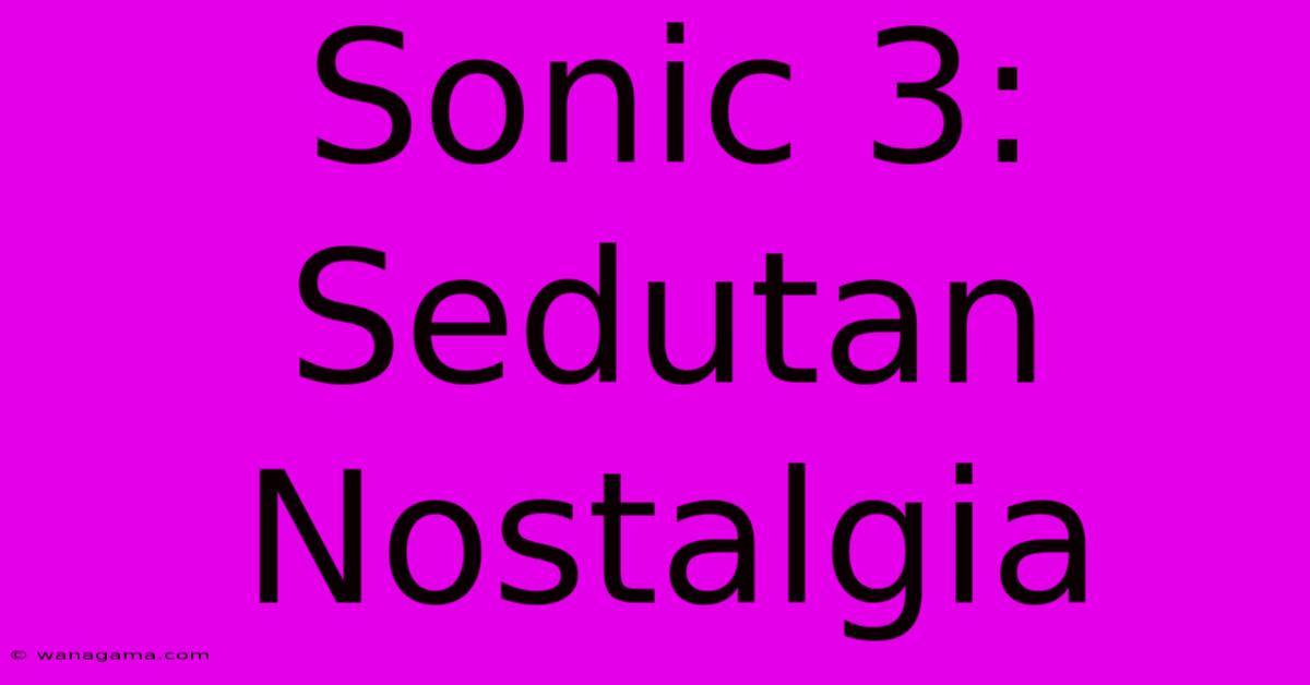 Sonic 3: Sedutan Nostalgia