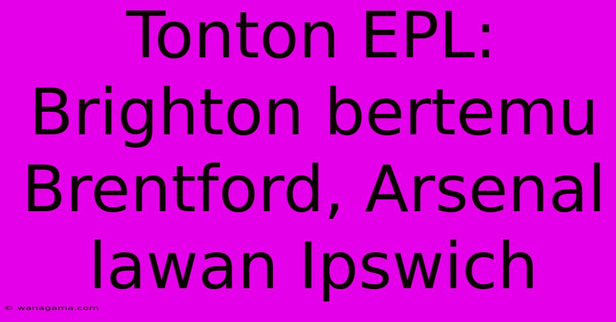 Tonton EPL: Brighton Bertemu Brentford, Arsenal Lawan Ipswich