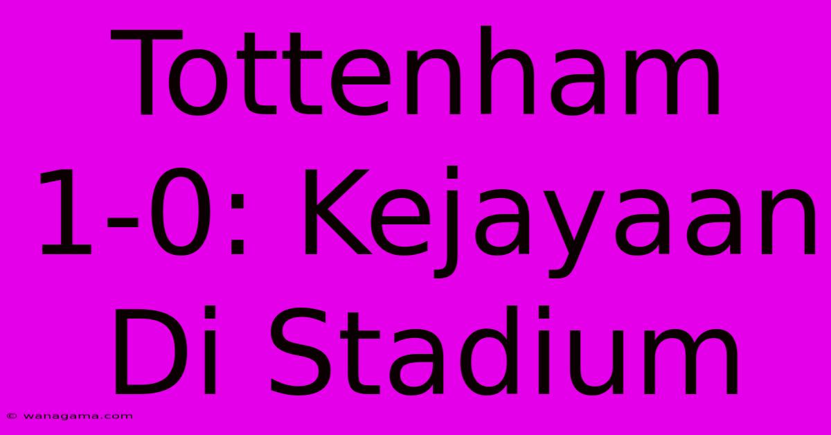 Tottenham 1-0: Kejayaan Di Stadium