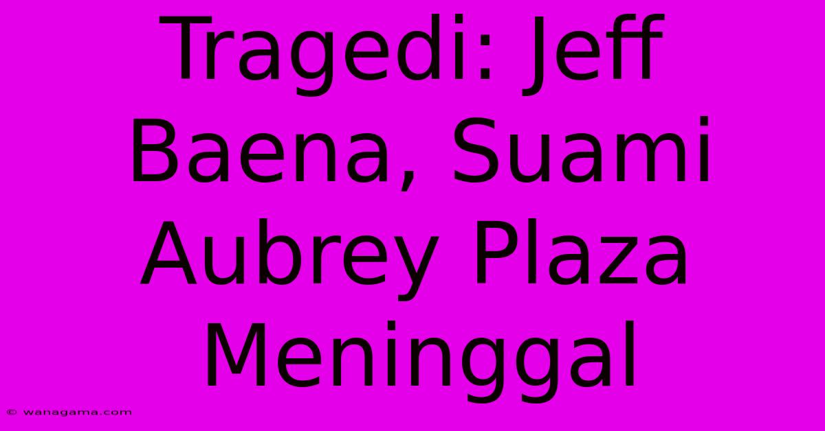 Tragedi: Jeff Baena, Suami Aubrey Plaza Meninggal