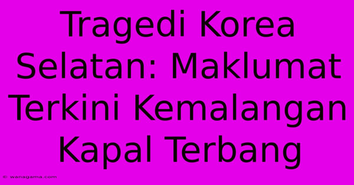 Tragedi Korea Selatan: Maklumat Terkini Kemalangan Kapal Terbang