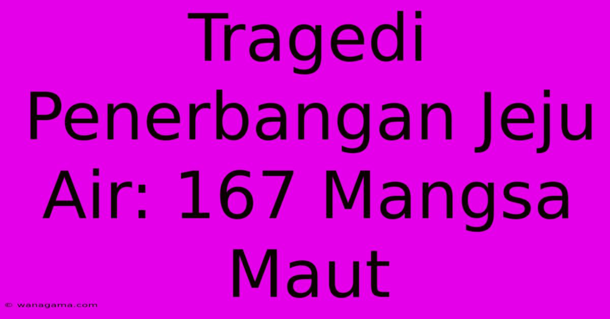 Tragedi Penerbangan Jeju Air: 167 Mangsa Maut