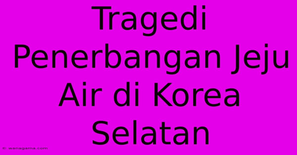 Tragedi Penerbangan Jeju Air Di Korea Selatan