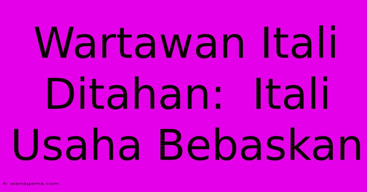 Wartawan Itali Ditahan:  Itali Usaha Bebaskan