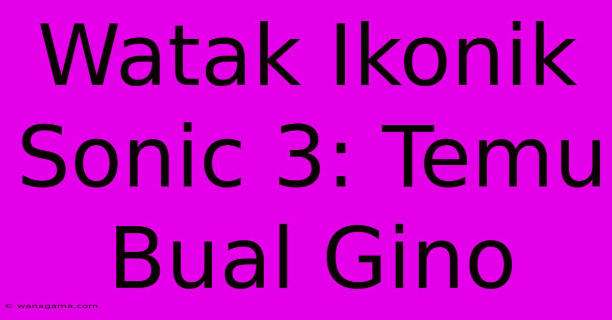 Watak Ikonik Sonic 3: Temu Bual Gino