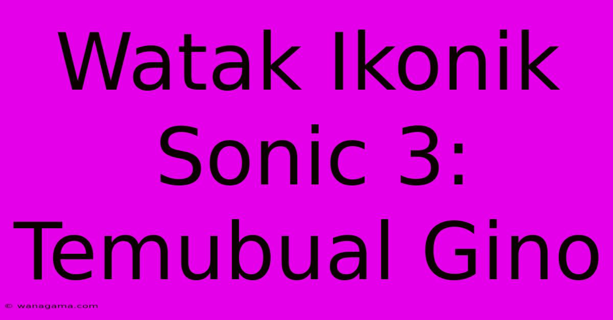 Watak Ikonik Sonic 3: Temubual Gino