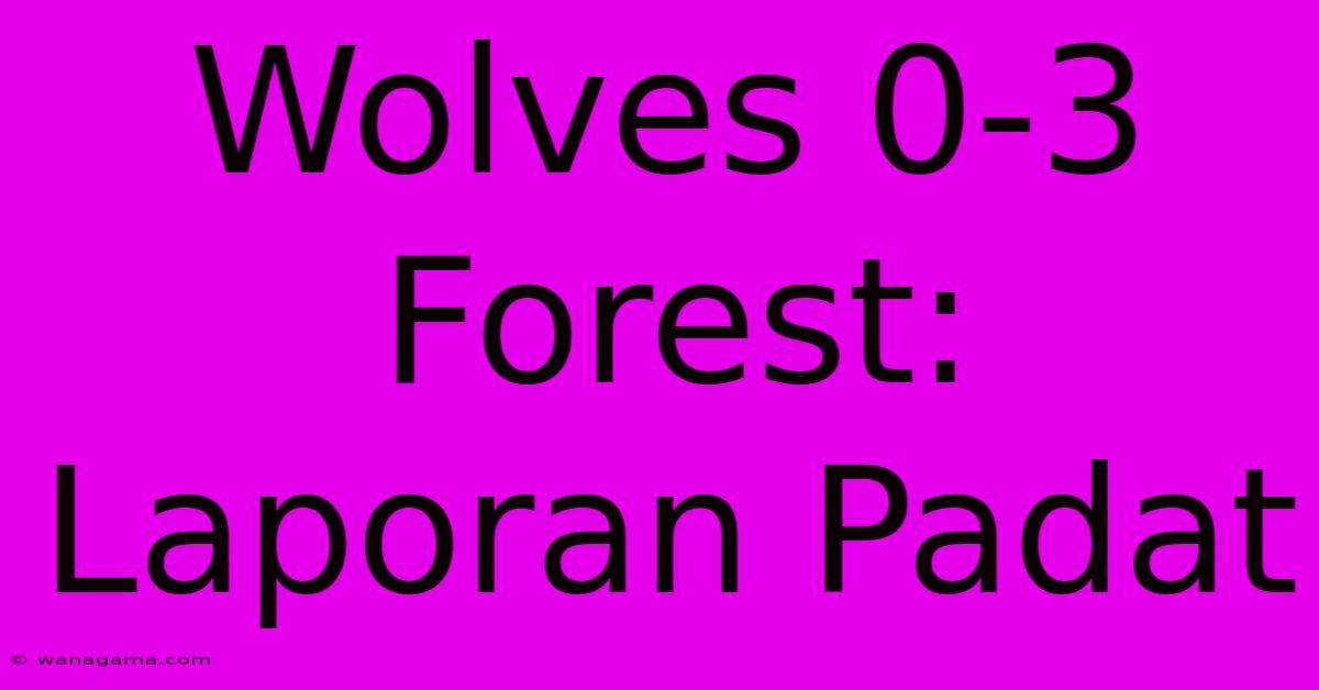 Wolves 0-3 Forest: Laporan Padat