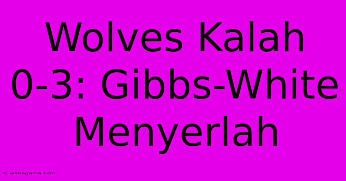 Wolves Kalah 0-3: Gibbs-White Menyerlah