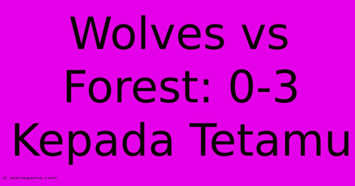 Wolves Vs Forest: 0-3 Kepada Tetamu