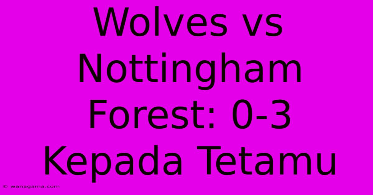 Wolves Vs Nottingham Forest: 0-3 Kepada Tetamu