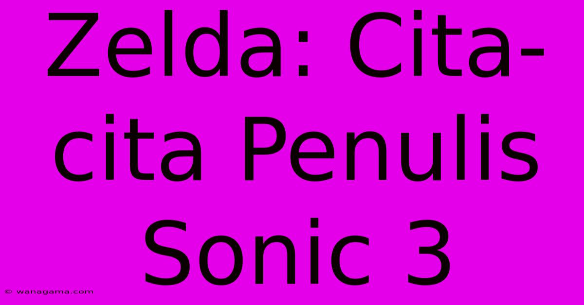 Zelda: Cita-cita Penulis Sonic 3